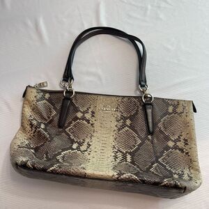 Coach Snake Print Shoulder Bag - Black and Tan